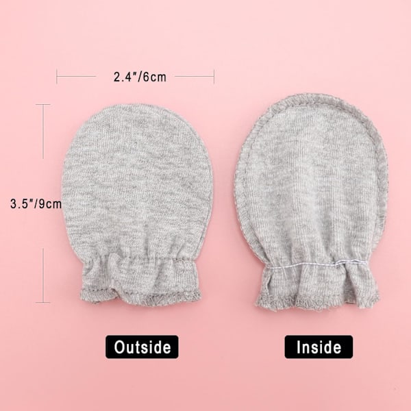 Bomullsbabyvotter for nyfødte - Kløfri hansker for 0-6 måneder 8 Sets of baby mittens MT-02