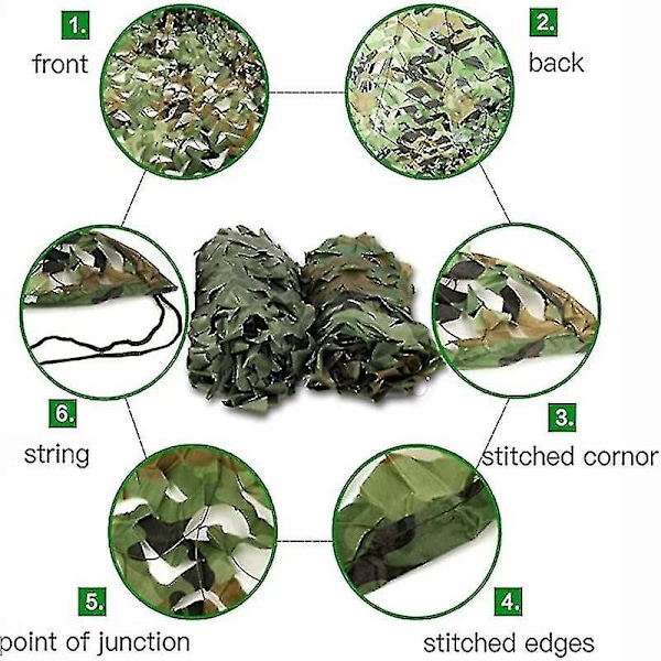 3x5m 3x8m 3x10m 4x5m Forstærket camouflage net Swimming pool Strandpavillon Have solbeskyttelse Camouflage net 7 farver Woodland Digital Woodland Digital Woodland Digital 3x5m