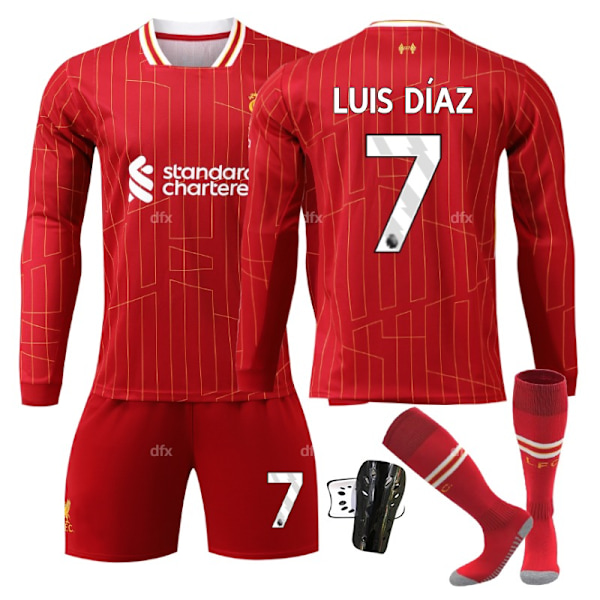 Liverpool Kids Kotipeli 2024-2025 Syksy Ja Talvi Nro 7 Sukat + Suojat 26 LUIS DIAZ No 9 socks + Guard 26