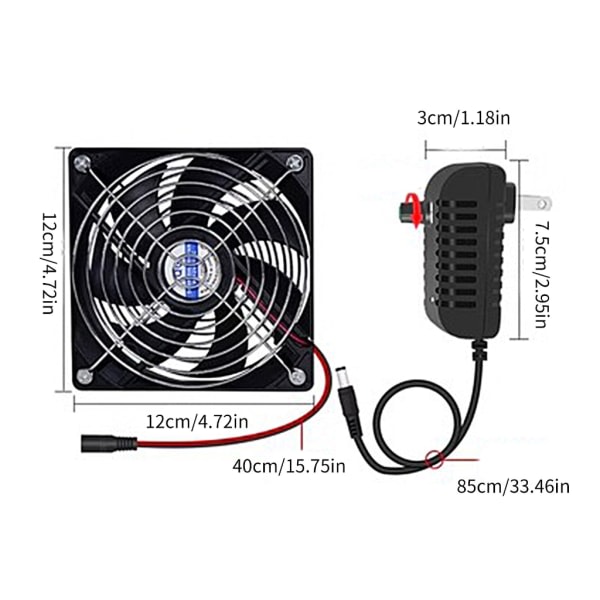 8025 DC12V harjaton tuuletin 8CM 80mm palvelimen jäähdytin 3500RPM 3W 44CFM säädettävä pienelle juotos savunpoistotuuletimelle null - Kaksi tuuletinta