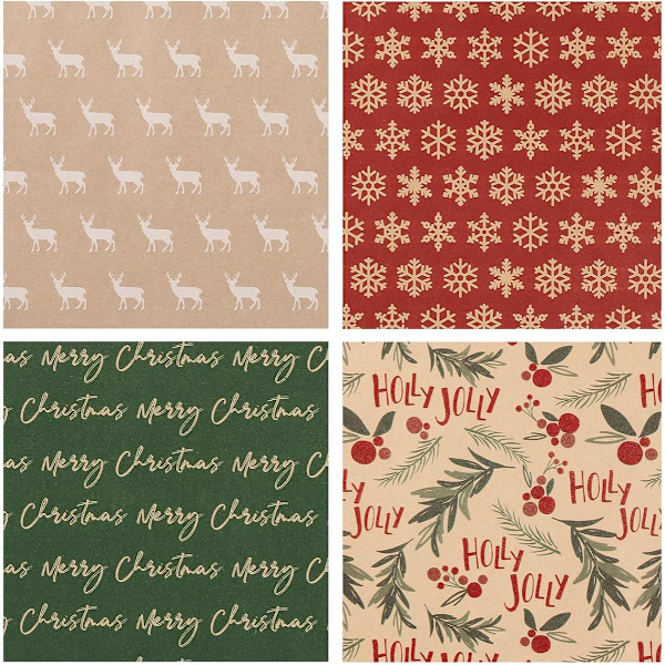 Presentpapper - Julpresentpapper - Julklappspapper - Presentpapper med figurer - 43 x 300 cm - 4 rullar