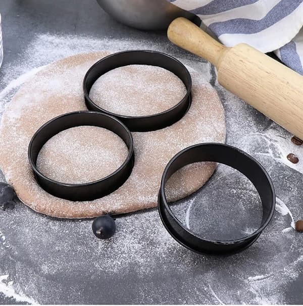 Nonstick Dessertringe, 12-delt kageforme i rustfrit stål til kager, bagværk, småkager og sandwiches, sort, 10,5 x 2,5 cm black 10cm