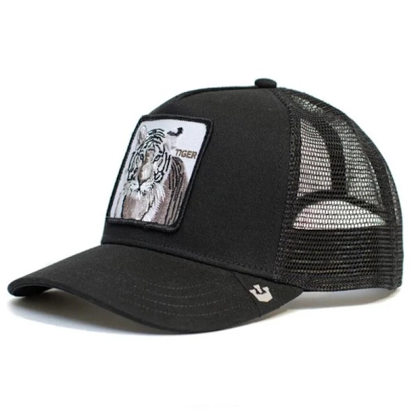 Baseballkasket med dyremotiv, solbeskyttelse, broderet trucker-kasket i mesh med design af sort panter, hane og løve Høj kvalitet (Påske) 11