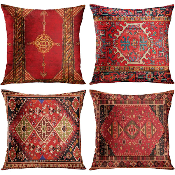 Putetrekk Geometrisk Persisk Kilim Hjeminnredning Sett med 4 Orientalske Ikat-Putetrekk Dekorative 18 x 18 tommer Pute Sofa Sofa Putetrekk Co