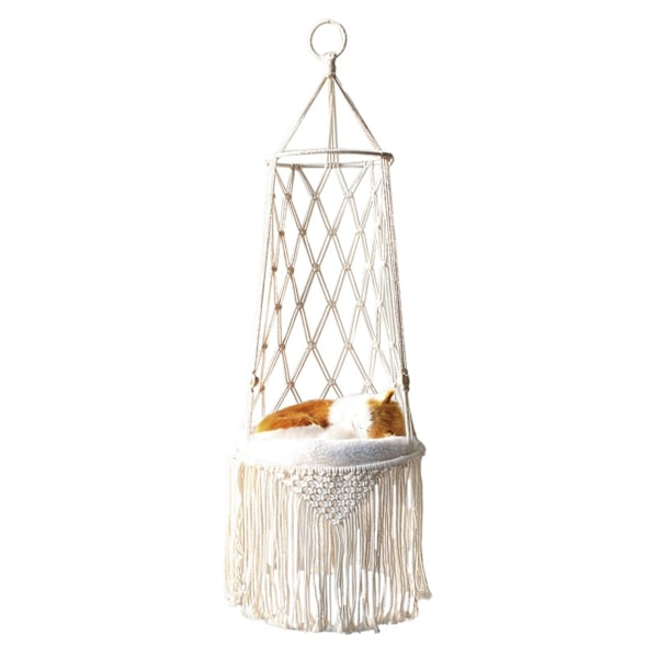 Katteseng, Macrame Hængende Dyreseng, Vævet Loftophængt Kattegyngestol, Kæledyrsgaver, Gynge, Seng Kat Macrame Gynge Med Kvaster