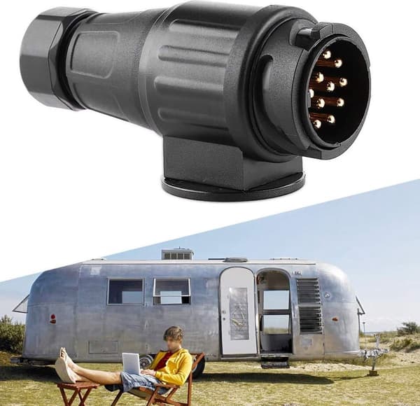 13-polet trailerstik, sprøjtestøbt, til lysforbindelse, 12V, sort