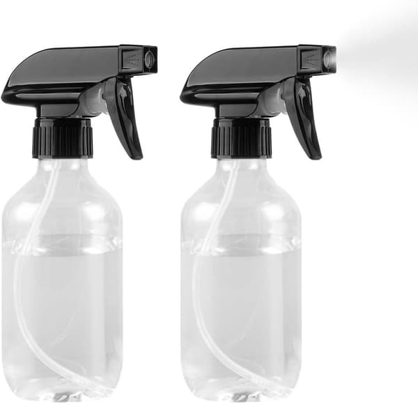 Påfyllningsbara sprayflaskor, justerbart spraymunstycke, plast, för hem, trädgård, hår och rengöring, 2-pack, klar, 300 ml