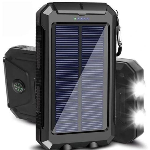Ny Powerbank med Solceller - 20 000 mAh - Svart 250