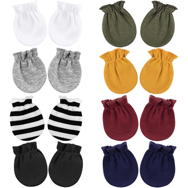 Bomullsbabyvotter for nyfødte - Kløfri hansker for 0-6 måneder 8 Sets baby mittens MT-06UK