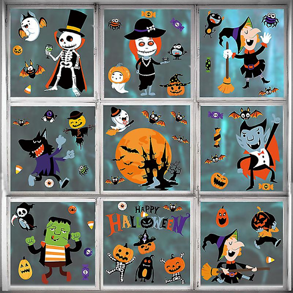 59 PCS Halloween Window Clings Halloween Window Stickers Skeleton Window Clings Halloween Windows Decorations for Glass Walls Halloween Haunted House