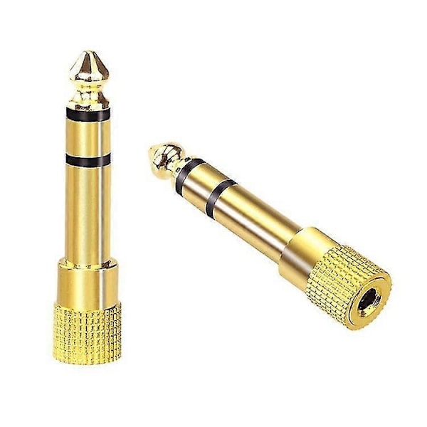 6,5 til 3,5 gullbelagt kontakt 6,35 mm egnet for elektrisk piano elektronisk tromme hodetelefon lydkontakt adapter (4 stk)