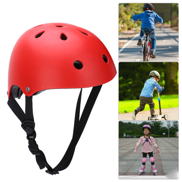 Justerbar Barnhjälm Säkerhetshatt Skyddsutrustning Huvudskydd för cykling Skridskoåkning Skidåkning Utomhus SportRöd