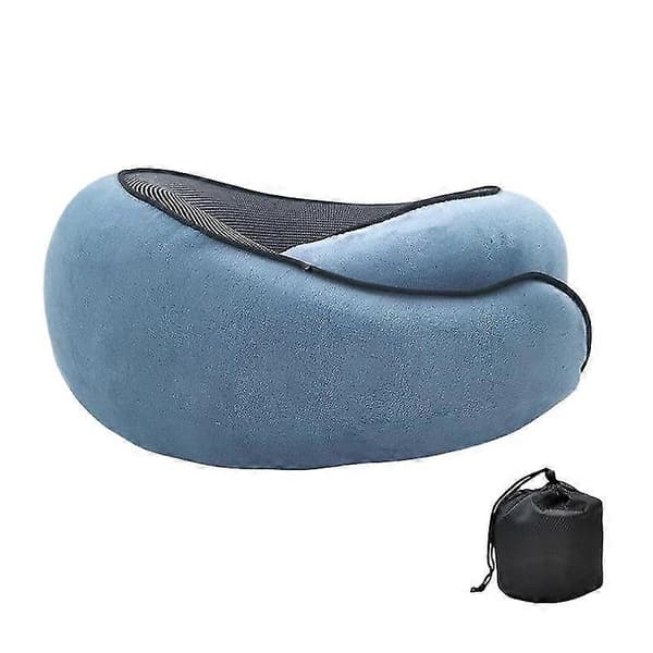 Nakkestøttepute for reise og søvn - U-formet memory foam med bomullsdeksel [BR]_jar blue