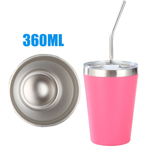 Rustfrie Barnekrus med Sølebestandig Lokk, Sugerør & Silikonhylser, 355 ml, BPA-frie, Isolerende, for Kalde & Varme Drikker Style 1