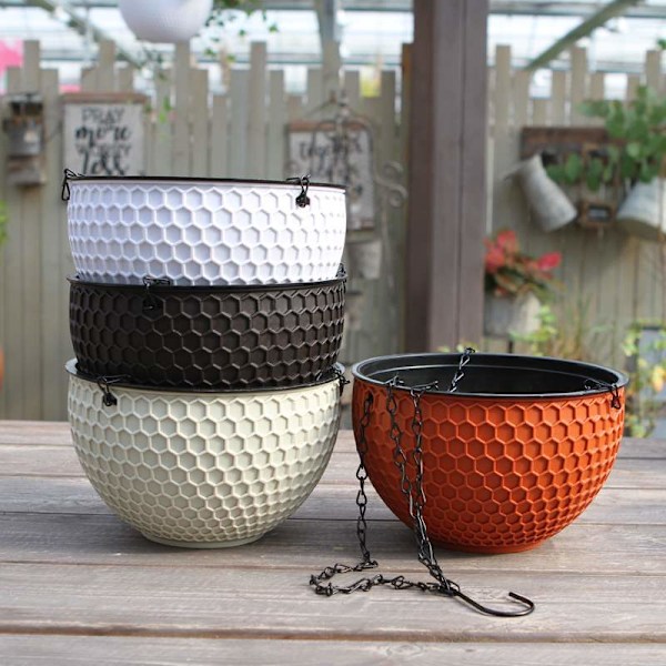 Blomsterpotte Hjem Hage Balkong Hengende plantepotte Krok Kurv Hengende potte Blomsterplantepotter Kaffe Medium Kaffe Coffee Middle
