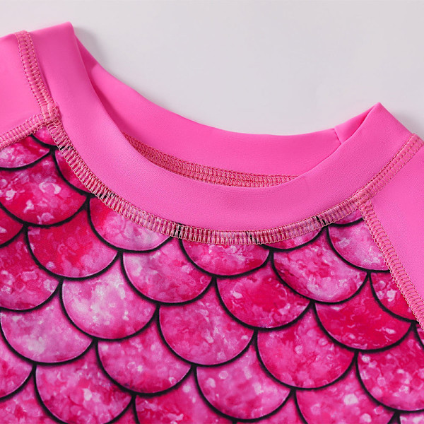 Jenter 2-delt Badedraktsett Langermet Utslettsbeskyttelse Badedrakt Mørk Rosa Dark Pink 130