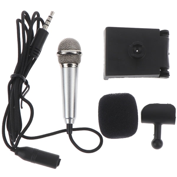 Bärbar 3,5 mm Stereo Studio Mic KTV Karaoke Mini Mikrofon Silver Silver