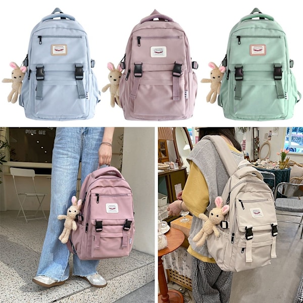 Vanntett nylon reiseveske skoleveske rosa pink