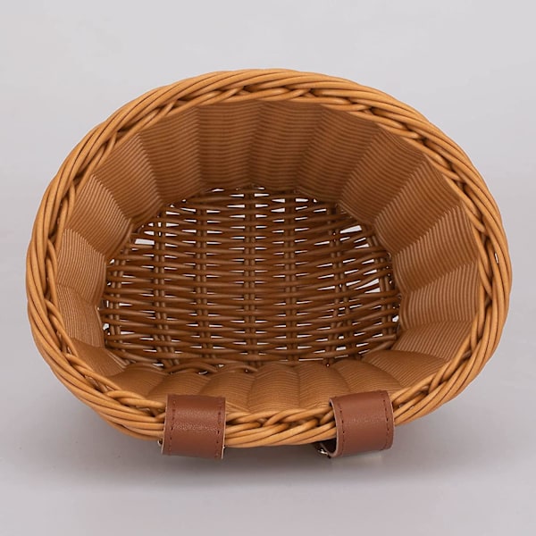 Børne Cykelkurv Foran Vævet Wicker Cykelkurv Med Styr Streamers , ; Brown