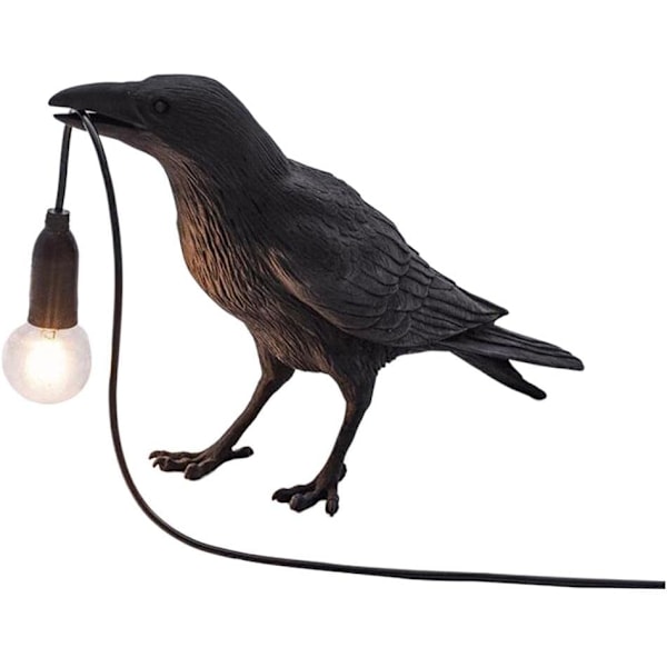 Lykkebringende fugl dekorativ kragelampe fugl bordlampe kreativ dyreformet lampe soveværelse sengelampe væglampe dekorativ lampe - sort bordlampe
