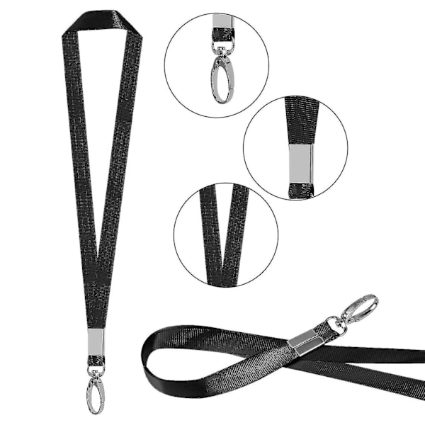 15-pack Lanyard för ID-brickor Svart nyckelband med klämma Halsband