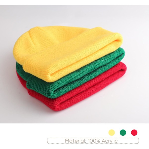 Vinterstrikket Beanie til Småbørn - Blød Unisex Varmt Hætte til Drenge og Piger 3 Pack Hats : Yellow/Red/Green 2-6 years