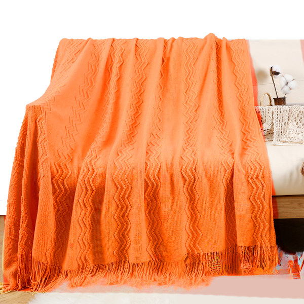 Pläd för soffa, pläd för säng, höstdekoration Rostfärgad höstpläd, Halloween-dekoration, 127x152 cm Brilliant orange