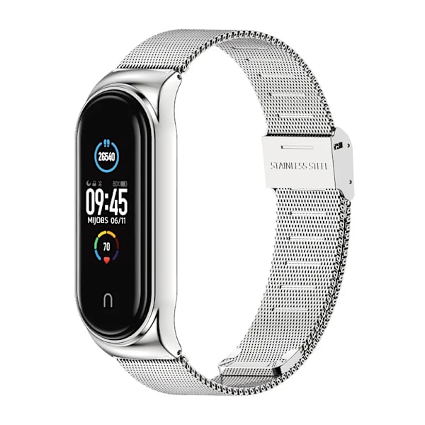 Klockarmband Mi Band 7 Passar Xiaomi Armband 3/4/5/6/7 Band 04 Rad 304 Rostfritt Stål Metallarmband Silver Silver For mi band 3 4 5 6