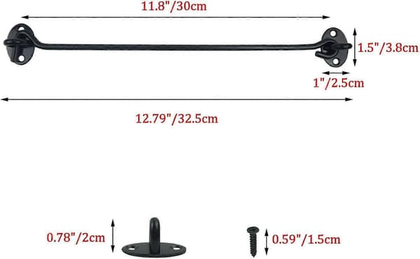 2 stk. 30 cm ladeportkrog og øje i rustfrit stål, sort, langt privatliv [BR]_jar