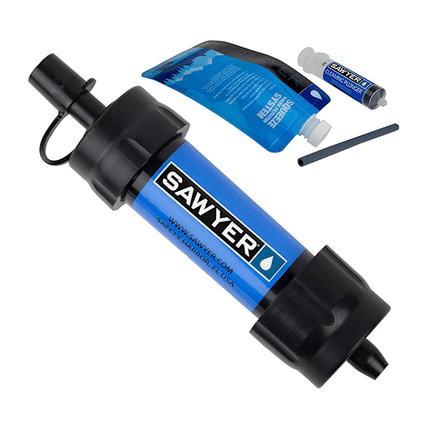 Mini Bærbar Overlevelsesvannrenser Halm Vannfiltreringssystem blue