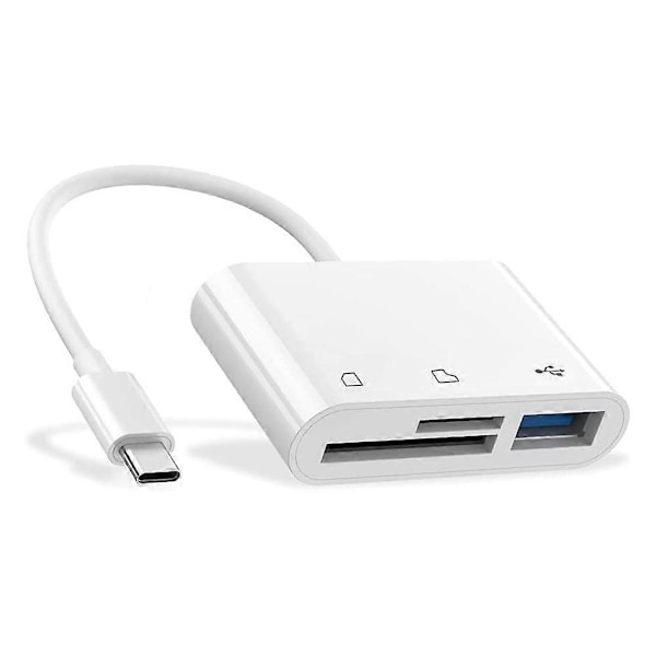 USB C til Micro-SD TF Minnekortleser, 3-i-1 USB Kamera Kortleseradapter for Galaxy S10/S9 m.fl.