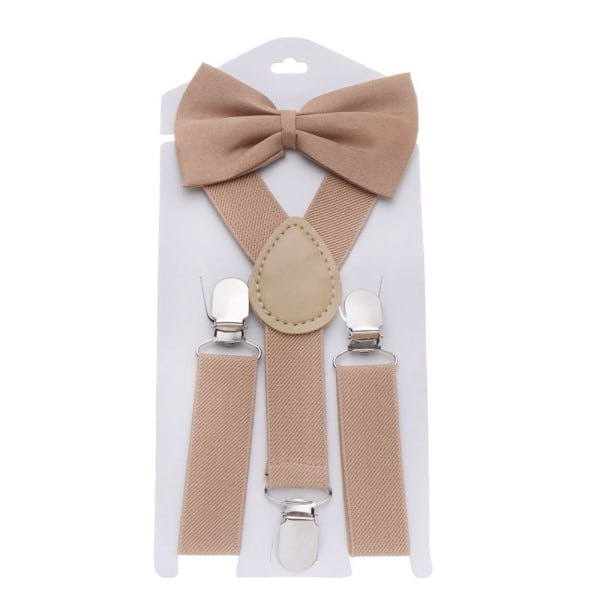 2 sett Barnebukser Elastiske seler Slips khaki+svart