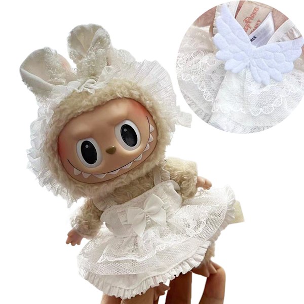 POP MART LABUBU The Monsters Dockan Vaatteiden Vaihto Siipi Valkoinen Mekko Ei Nukkeja 17cm