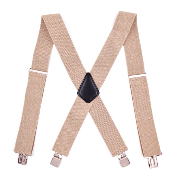 Herr Hängselhengslen seler 5 cm rygg Heavy Duty Biker Snowboard Bukser Elastiske 4 klips Khaki