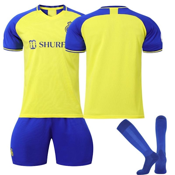Fotbollströja fotbollskläder tröja Al Nassr Ronaldo #7 strumpor benskydd #7 strumpor benskydd #L
