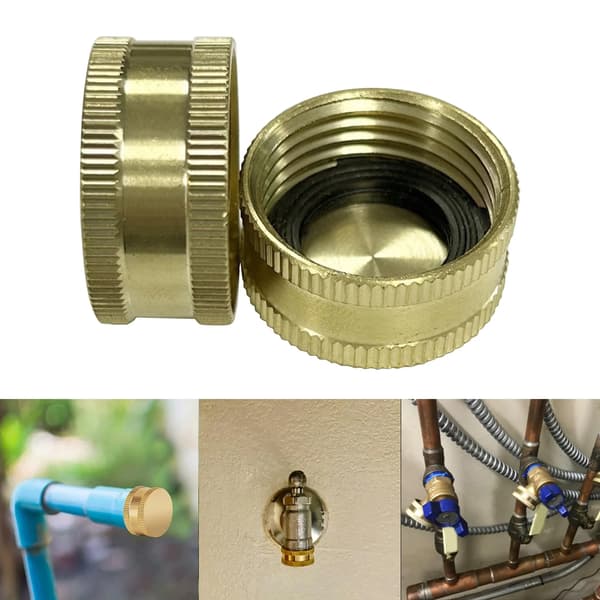 Mässing Trädgårdsslang Ändlock 4-pack, 3/4 tums honkranpluggar med packningar för reparation av läckage vid utomhusbevattning