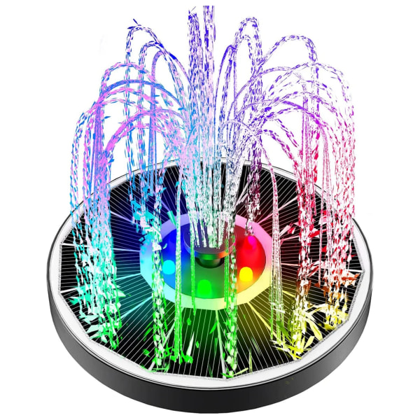 3,5W Udendørs Solcelledrevet Vandfontæne Flydende Fuglebad Have Pool Dam Farverig Vandfald Fontæne Solpanel Drevet Vandpumpe 13cm