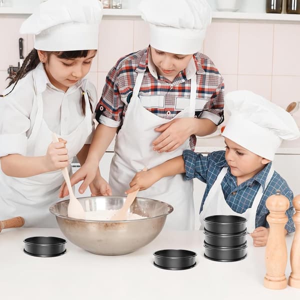 12-dele bageforme i rustfrit stål, non-stick runde dessertforme til kager, bagværk og småkager, sort, 8,5 x 2,5 cm black 8cm