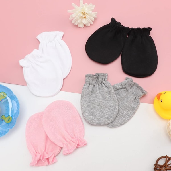 Bomulds Baby Vanter til Nyfødte - Ridsefrie Handsker til 0-6 Måneder 8 Sets of baby mittens MT-12