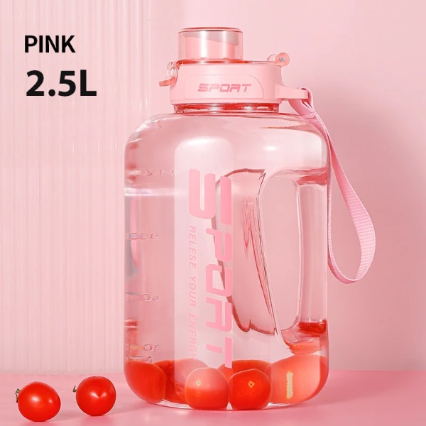 1,2L/1,7L/2,5L Stor Vannflaske med Netflix-Strå, Magekopp, Sportsflaske, Ton Ton-bøtte, Bærbare Plastbeger for Studenter 2.5L pink