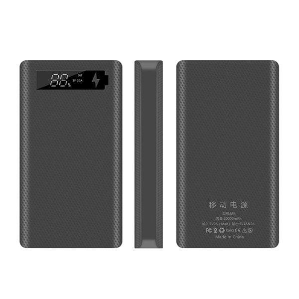 PD Quick Charge Power Bank 18650 för case Lithium Batterihållare Snabbladdare Box Dubbel USB Batterihållare Svart Black