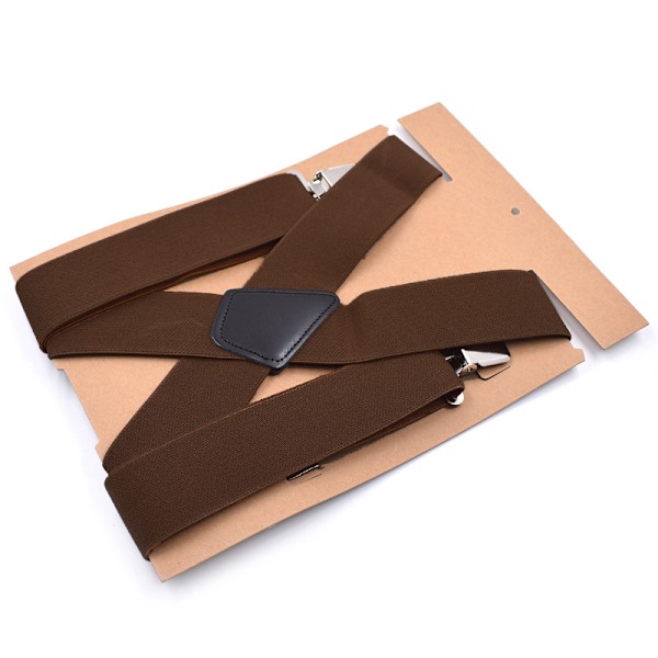 Herr Hängselhängslen seler 5 cm rygg Heavy Duty Biker Snowboard Bukser Elastiske 4 klips Coffee