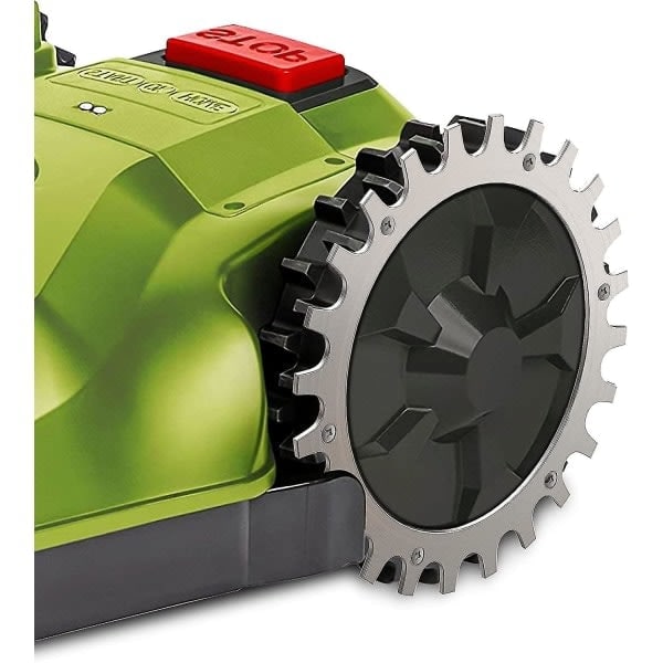 2 x Premium Rustfri Pigge til Worx S/M-model, 2 x Rustfri Skruepigge Traction Enhancer, Robotplæneklipper Hjulstørrelse 205 mm (FMY)