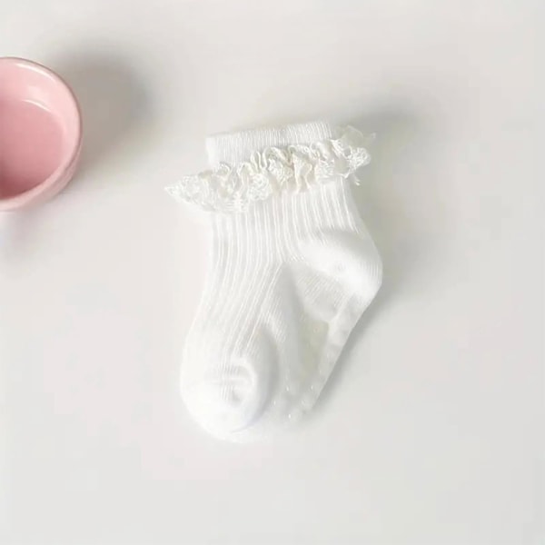 Baby Lace Sokker med Sløyfe - Frillete Ankelsokker for Nyfødte og Småbarn Pairs Lace Socks Set-B02 1-3 years