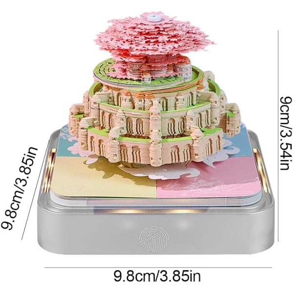 2025 3D Skrivebords Kalender, LED Lys, Papirkunst til Juleborddekoration Green Sky Castle