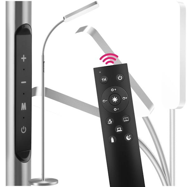 tectake Gulvlampe Prisma LED, 5 lysmoduser, 12 W, dimbar Silver Silver