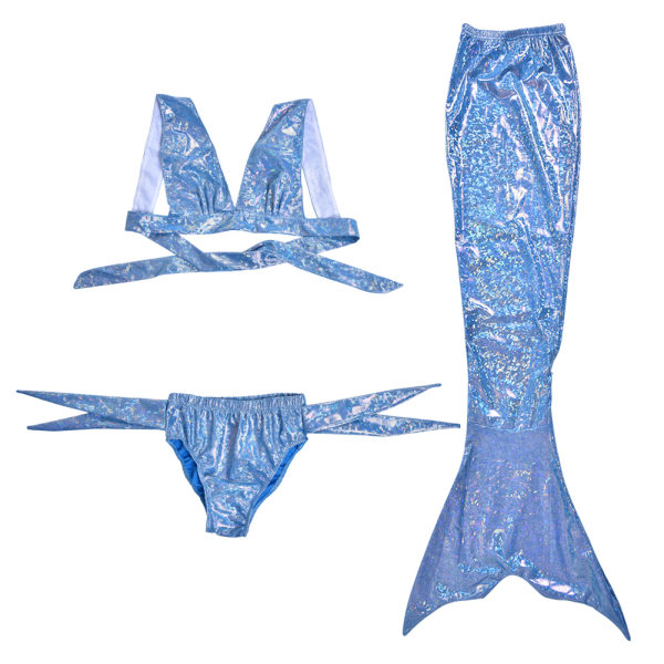 Tredelad Barn Flick Bikini Sea-maid Baddräkt Barn Kreativa Badkläder med Fisksvans (140)