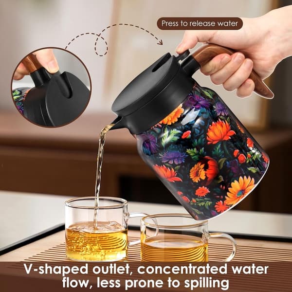 Isoleret tekande med te-infuser, dobbeltvægget rustfrit stål, 12 timers varmebevaring, til hjemmet, rejser og camping, 800 ml orange