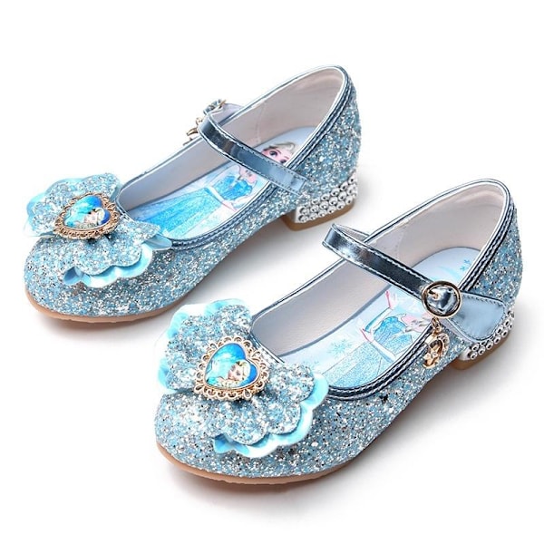 Elsa Prinsess Skor Barn Flicka med Paljetter Blå 17,5 cm / størrelse 27 17.5cm / size27