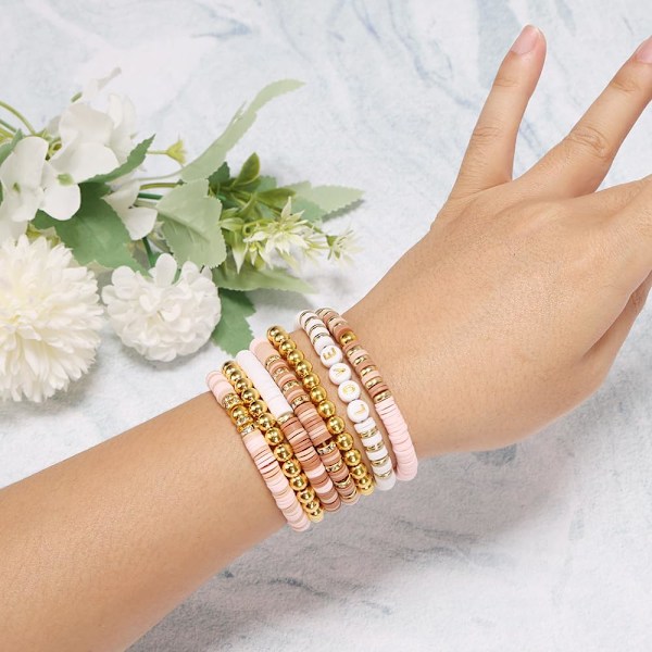 Armbandsset vänskap guld pärlor lerpärlor smycken och armbandsset för tonårsflickor charm armbandsset med bokstavspärlor kit för T Multicolour6